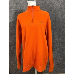Columbia Mens Pullover Sweatshirt Orange Large 1/4 Zip Cabincore Gorpcore